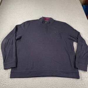 Ted Baker London Valerio Dark Blue Black Quarter-Zip Pullover Shirt Size 7 / 3XL